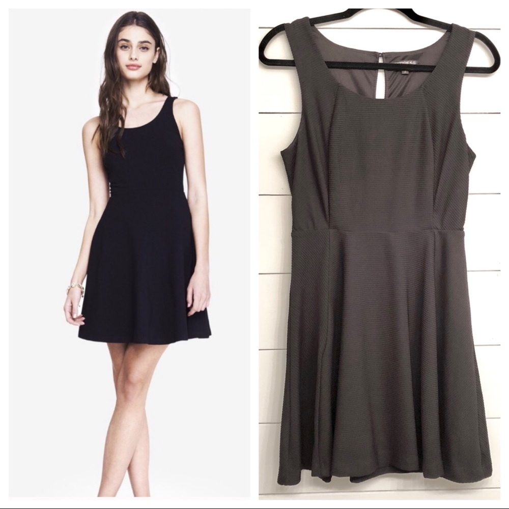 EXPRESS | Black Fit & Flare Dress w Keyhole Back